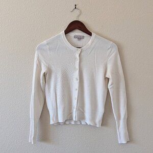 J Crew Ivory Silk-Blend Cardigan